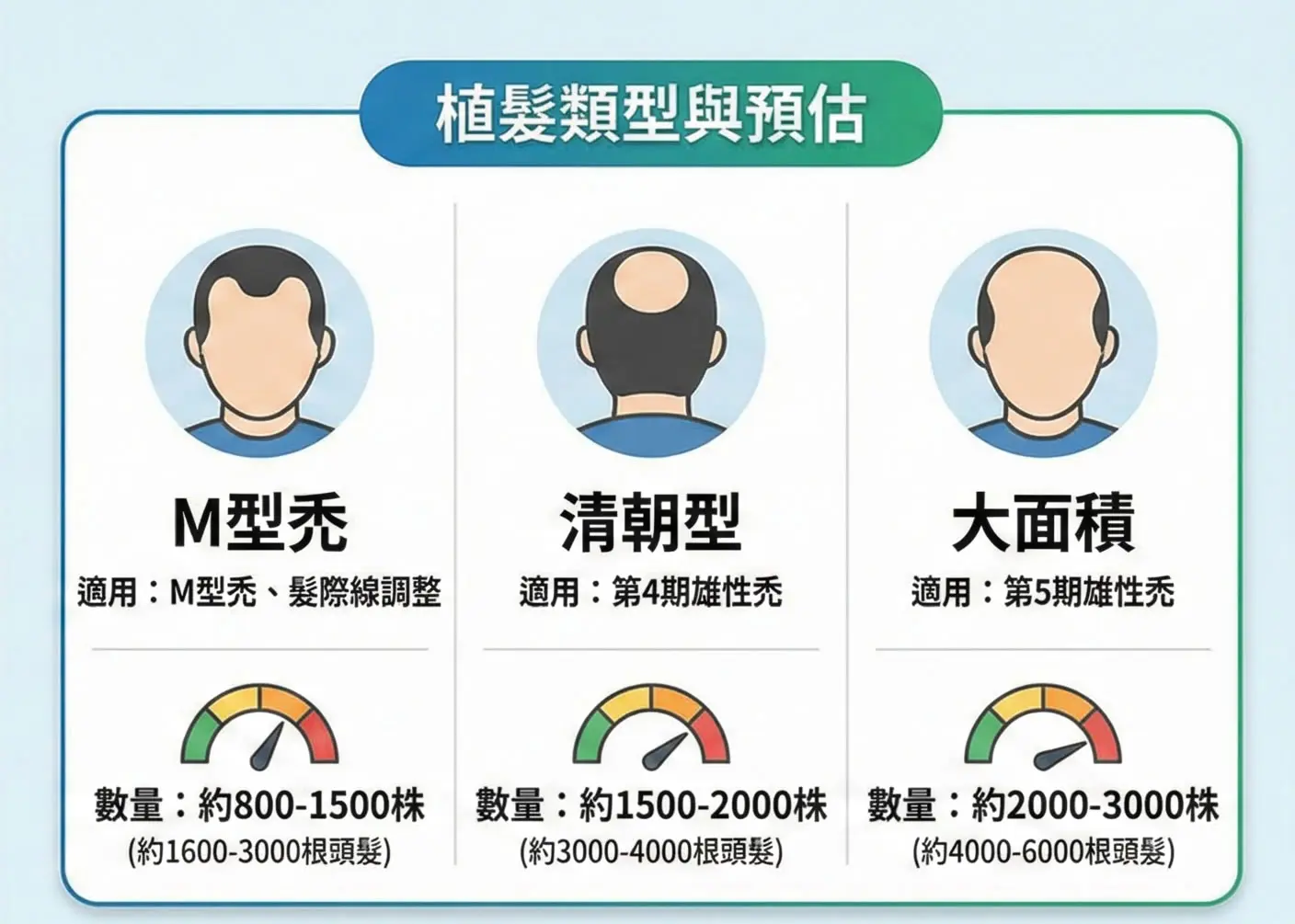 植髮類型與植髮數量