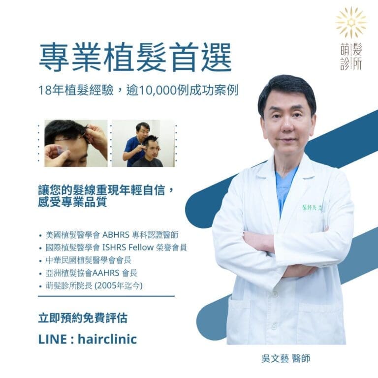 萌髮診所吳文藝醫師將為你重拾自信