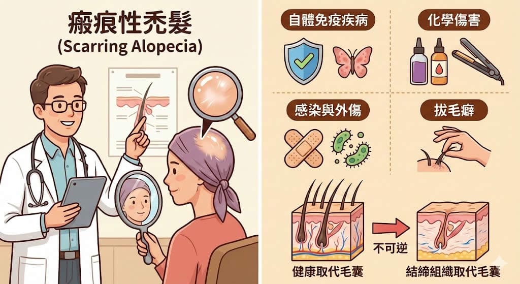 非雄性禿掉髮類型與鑑別