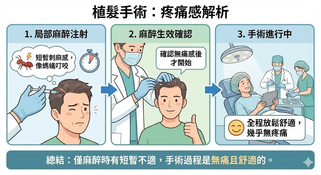 植髮手術時間疼痛與麻醉流程 4