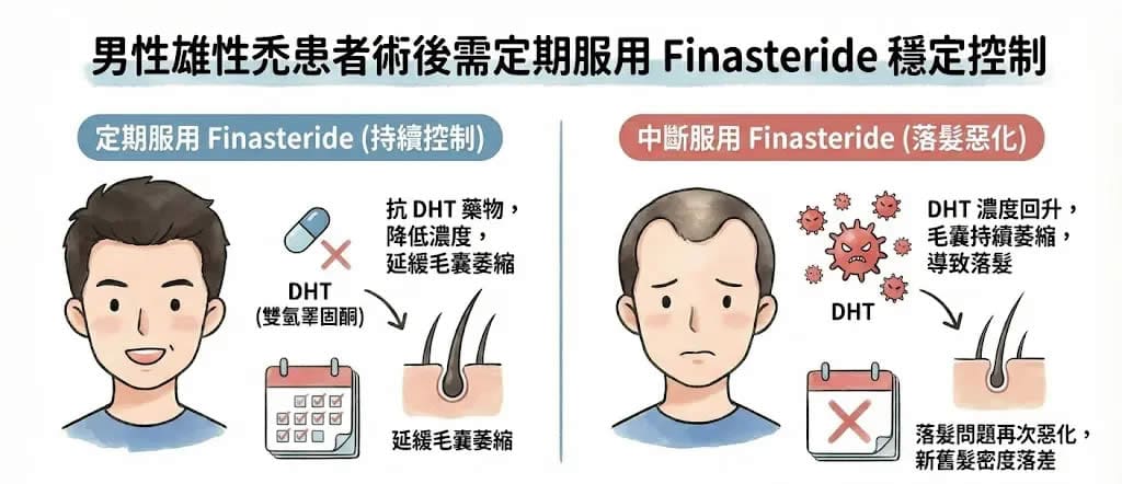 服用 Finasteride 穩定控制