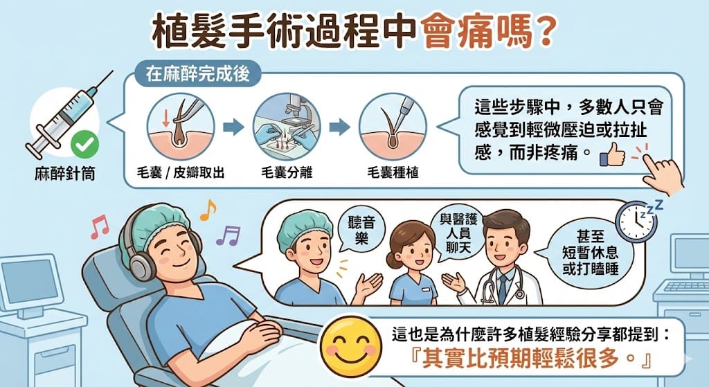 植髮手術過程中會痛嗎？