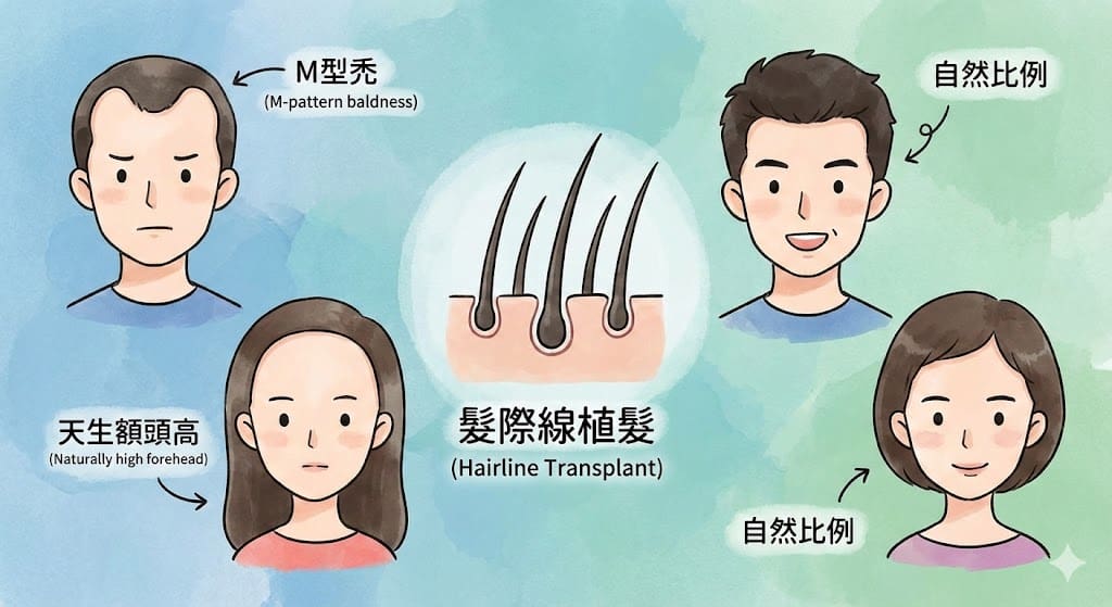 男生M型禿女生額頭高都適合髮際線修復