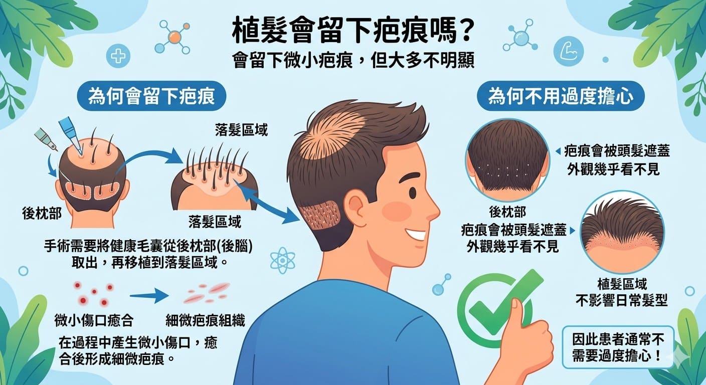 植髮會留下疤痕嗎？