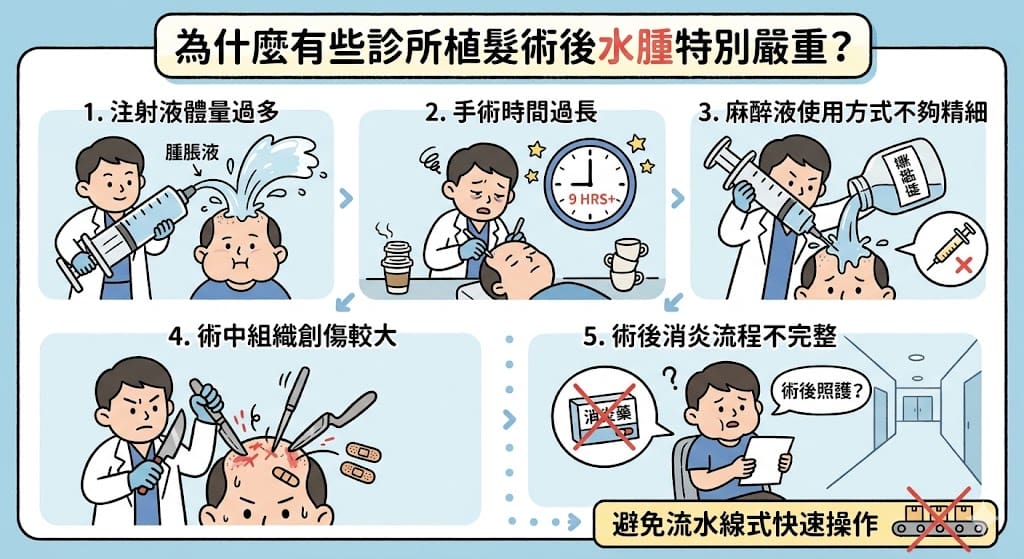 為什麼有些診所植髮術後水腫特別嚴重