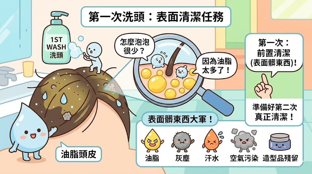 洗頭兩次與頭皮清潔方式