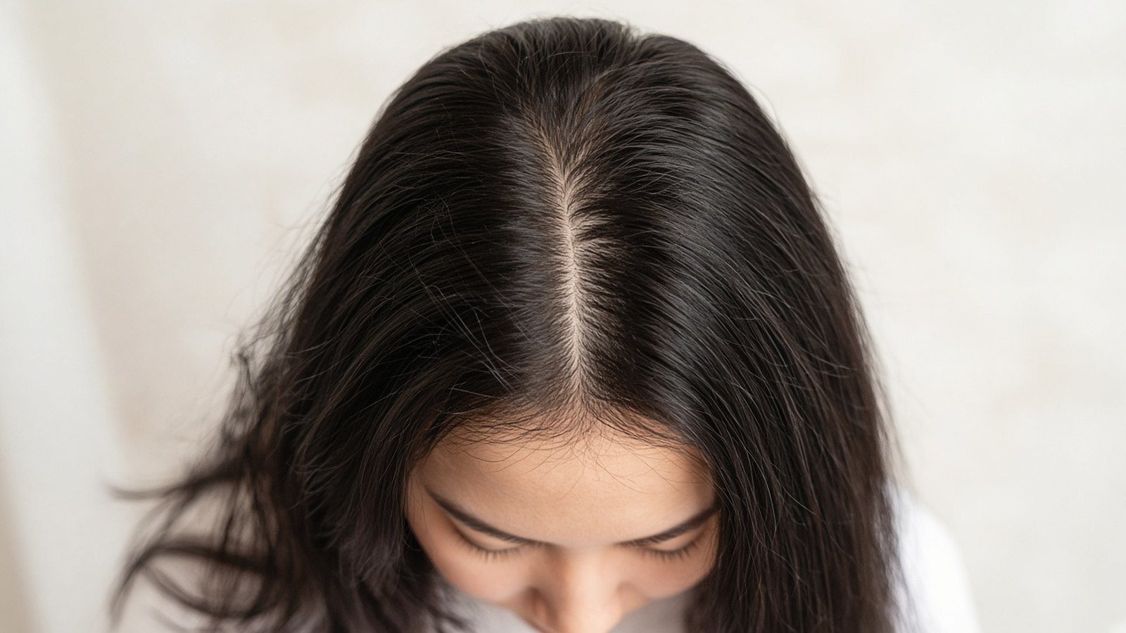 頭頂中分線略為變寬，女性型雄性禿常見的表現